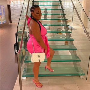 Hot Pink Mini Halter Dress